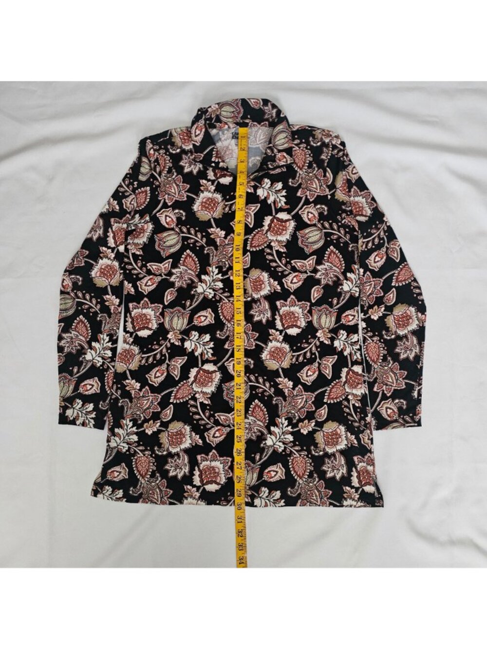 Lands' End Black Floral Mock Neck Long Sleeve Swim Tunic Cover-Up Size M (10-12) - Picture 13 of 16
